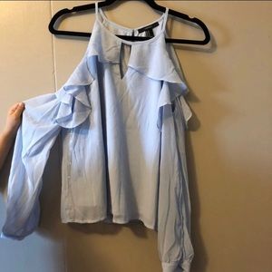 Light blue cold shoulder blouse